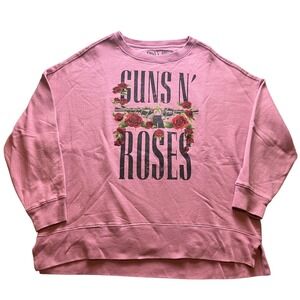 Guns‎ N' Roses Sweatshirt Womens Extra Large Pink Oversized Baggy Spellout